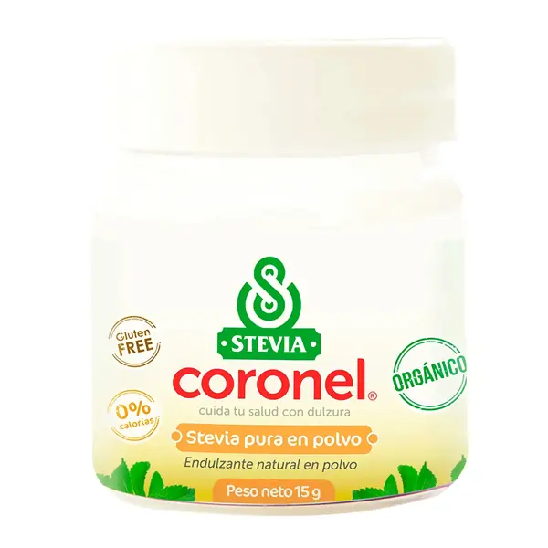 Stevia Coronel Orgánica Pura en Polvo Frasco 15 gramos